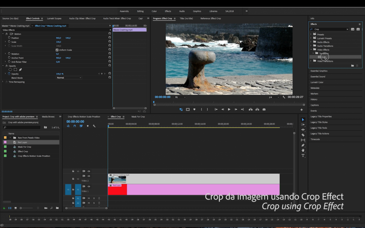 Как сделать crop видео в adobe premiere pro cc